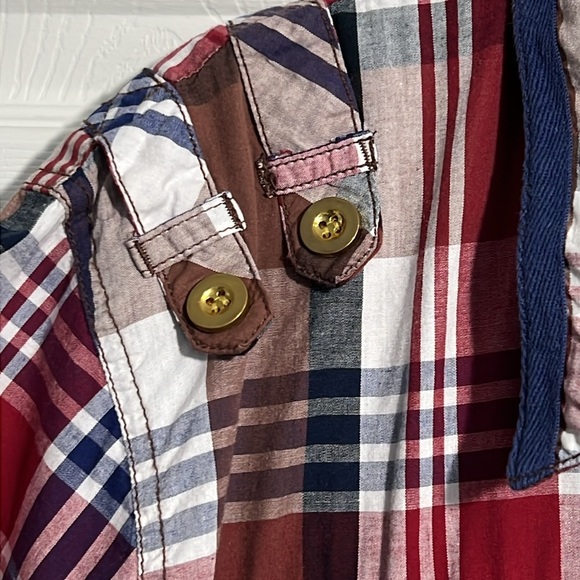 URBAN LABEL Men's Red White Blue Plaid Short Sleeve top button down - Size 2XL - Picture 4 of 6